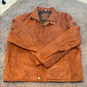 Men's Brown Leather Military Jacket